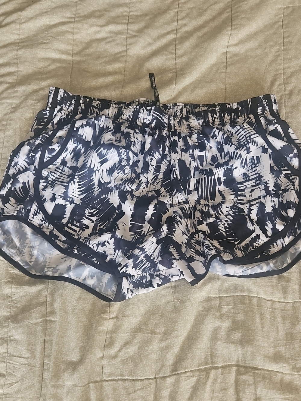 Calvin Klein Navy and White Printed Athletic Shorts